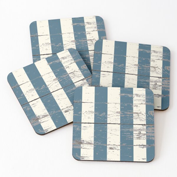Item preview, Preppy Woodgrain Beach Nautical Navy Blue and White Stripe  designed and sold by LEILA ART SPACE.