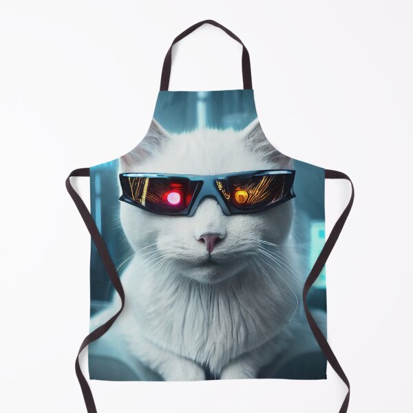 Artikelvorschau, Porträt einer digitalisierten Katze mit Laserbrillen-Aufkleber entworfen und verkauft von TheCreativeFab.