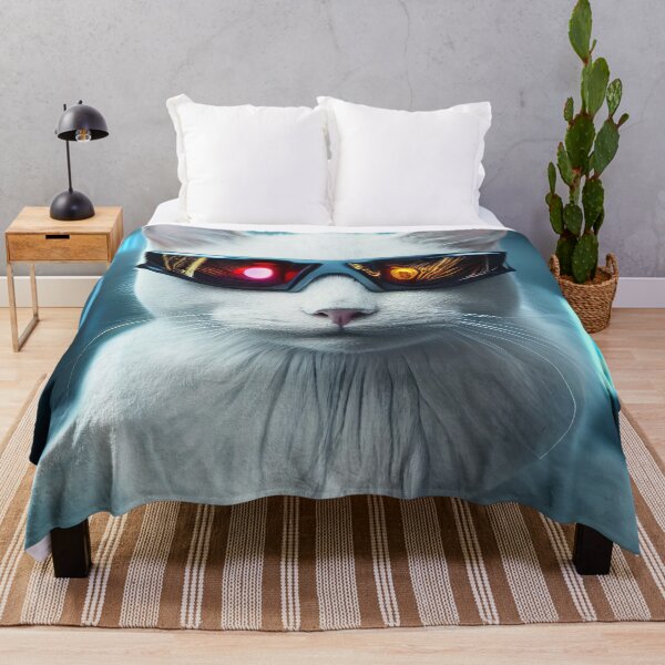 Artikelvorschau, Porträt einer digitalisierten Katze mit Laserbrillen-Aufkleber entworfen und verkauft von TheCreativeFab.