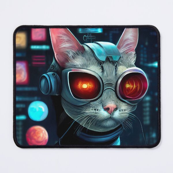 Item preview, Evil Dystopian Digitalized Cat Sticker designed and sold by TheCreativeFab.