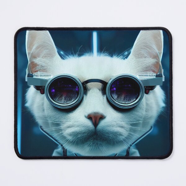 Item preview, Dystopian Digitalized Cat Sticker designed and sold by TheCreativeFab.