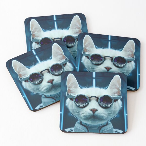 Item preview, Dystopian Digitalized Cat Sticker designed and sold by TheCreativeFab.