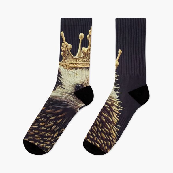 Item preview, Portrait of an Elegant Hedgehog with Gold Crown Sticker designed and sold by TheCreativeFab.