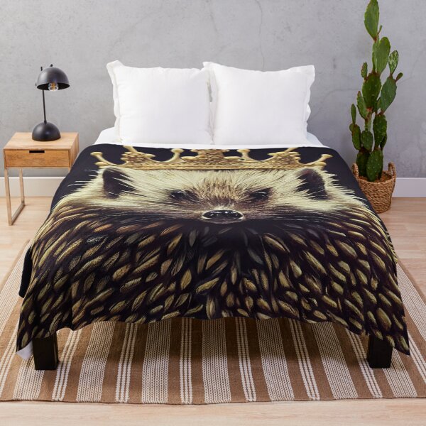 Item preview, Portrait of an Elegant Hedgehog with Gold Crown Sticker designed and sold by TheCreativeFab.