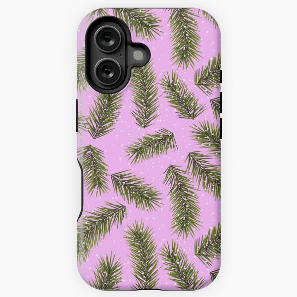 Item preview, Pine on Pink with Snow Christmas Holiday designed and sold by pegdoesart.