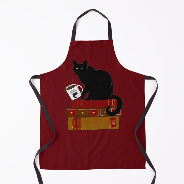 Item preview, Cat Book Guardian - Black Kitty Guarding Books -  Black Cat Book Guardian - Rosewood Background designed and sold by EcoElsa.