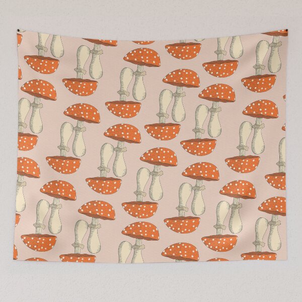 Item preview, Funny Mushrooms pink background designed and sold by Claudia S. Design.