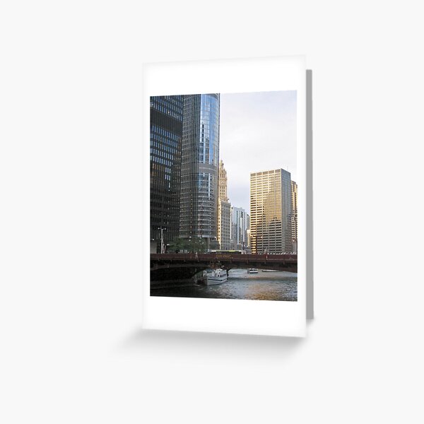A day in the city by the Chicago River... Greeting Card