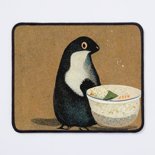 Item preview, a penguin eating a rice dish designed and sold by zoro92.
