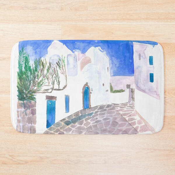 Item preview, Mediterranean Alley with White Houses and Blue Doors designed and sold by artshop77.