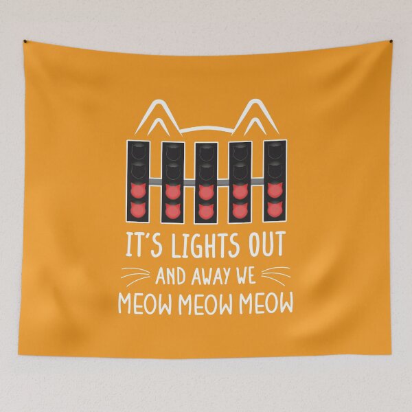 Item preview, It's Lights Out and Away We Meow Meow Meow | Funny Cat Racing Design (Orange BG) designed and sold by FilipeFerreira.