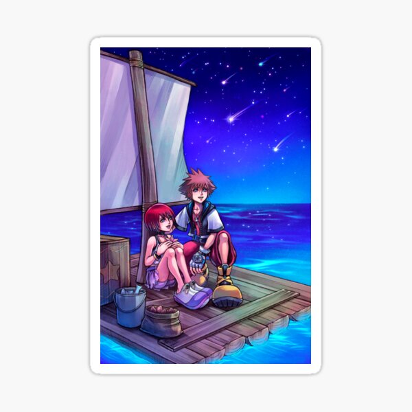 Vista previa del artículo con la obra «Sora y Kairi en la balsa», diseñado y vendido por Lali-Holley.
