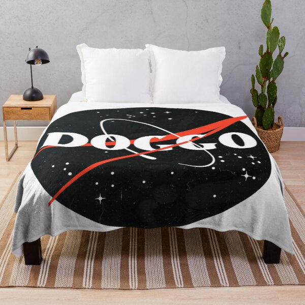 Item preview, Doggo, Nasa Inspired logo, quality logo Black Color with Grunge Texture, Guaranteed best gift for all dog lovers designed and sold by Galactic Fur Baby Federation.