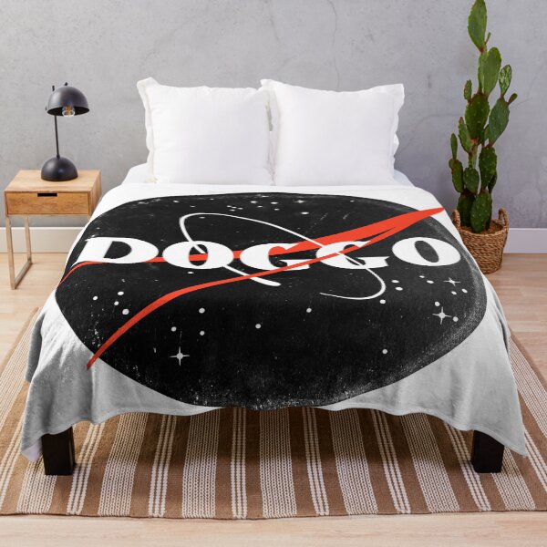 Item preview, Doggo, Nasa logo, quality logo Black Color with Rugged Grunge Texture, Guaranteed best gift for all dog lovers designed and sold by Galactic Fur Baby Federation.