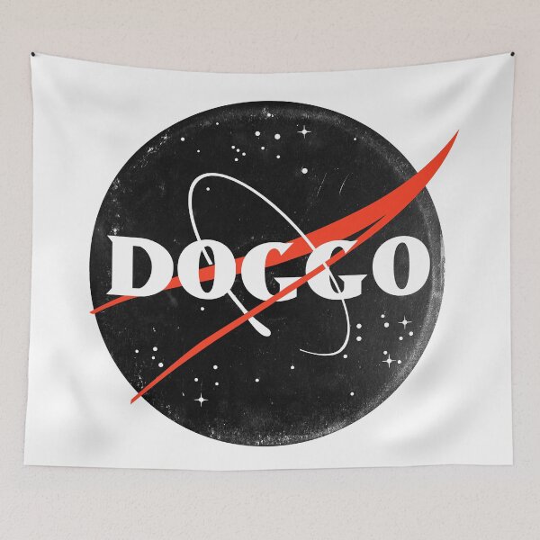 Item preview, Doggo, Nasa logo, quality logo Black Color with Rugged Grunge Texture, Guaranteed best gift for all dog lovers designed and sold by Galactic Fur Baby Federation.