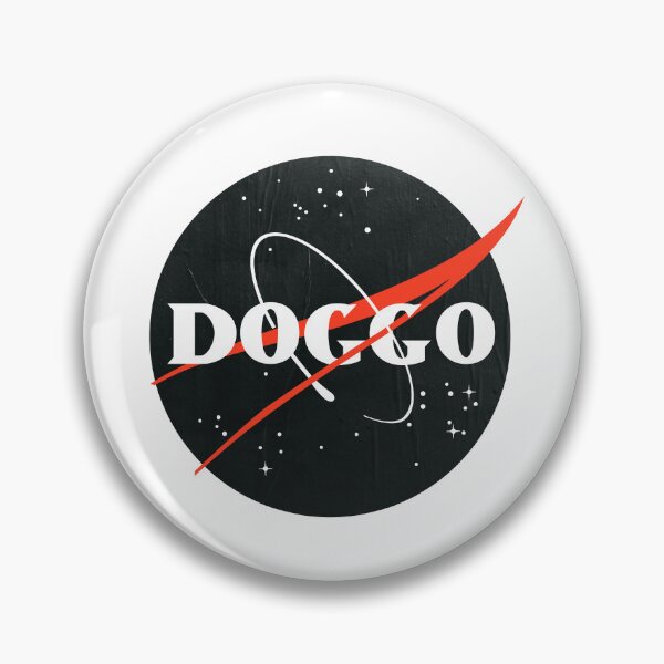 Item preview, Doggo, Nasa logo, quality logo Black Color with Faded Grunge Texture, Guaranteed best gift for all dog lovers designed and sold by Galactic Fur Baby Federation.