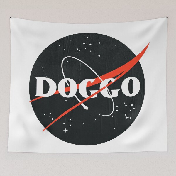 Item preview, Doggo, Nasa logo, quality logo Black Color with Faded Grunge Texture, Guaranteed best gift for all dog lovers designed and sold by Galactic Fur Baby Federation.