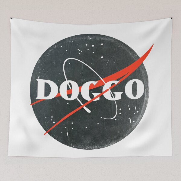 Item preview, Doggo, Nasa logo, quality logo Black Color with Extreme Faded Grunge Texture, Guaranteed best gift for all dog lovers designed and sold by Galactic Fur Baby Federation.