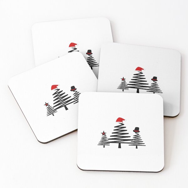 Item preview, Black and white stylish Christmas trees with hats. designed and sold by LittlethingsbyE.