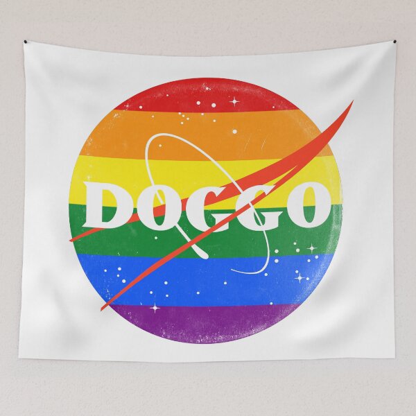 Item preview, Doggo, Nasa Inspired logo, LGBTQ quality logo with grunge texture, Guaranteed best gift for all dog lovers designed and sold by Galactic Fur Baby Federation.