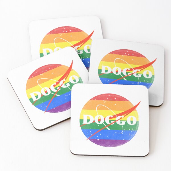 Item preview, Doggo, Nasa Inspired logo, LGBTQ quality logo with extreme faded grunge texture, Guaranteed best gift for all dog lovers designed and sold by Galactic Fur Baby Federation.