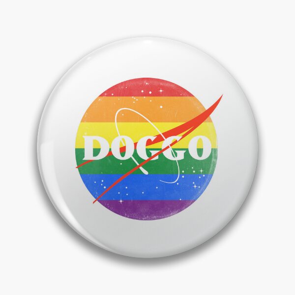 Item preview, Doggo, Nasa Inspired logo, LGBTQ quality logo with extreme faded grunge texture, Guaranteed best gift for all dog lovers designed and sold by Galactic Fur Baby Federation.
