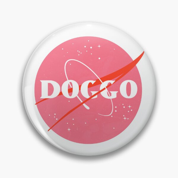 Item preview, Doggo, Nasa Inspired logo, quality logo with lightly distressed grunge texture, Pink Color Guaranteed best gift for all dog lovers designed and sold by Galactic Fur Baby Federation.