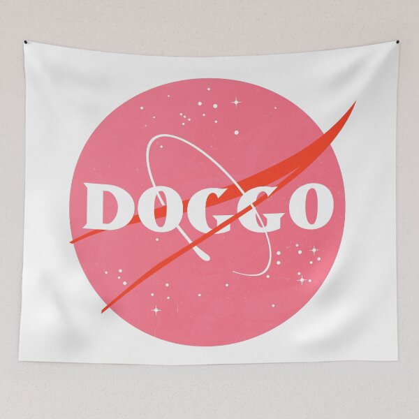 Item preview, Doggo, Nasa Inspired logo, quality logo with lightly distressed grunge texture, Pink Color Guaranteed best gift for all dog lovers designed and sold by Galactic Fur Baby Federation.
