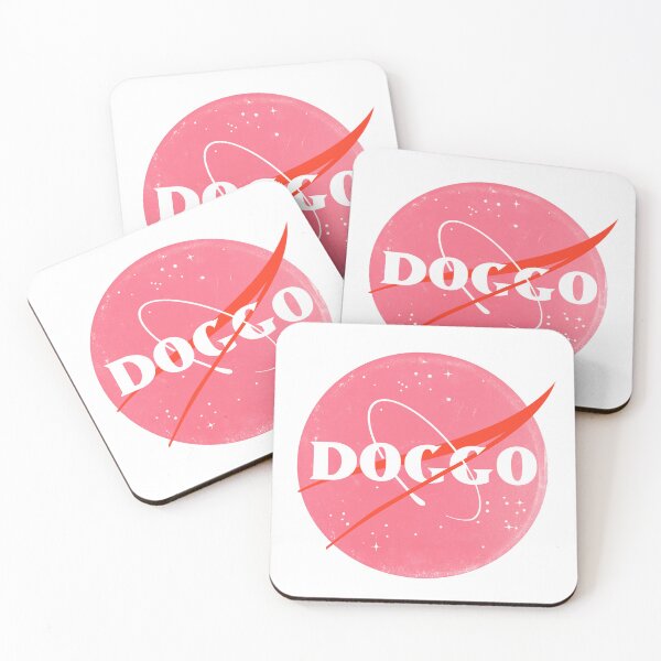 Item preview, Doggo, Nasa Inspired logo, quality logo with medium distressed grunge texture, Pink Color Guaranteed best gift for all dog lovers designed and sold by Galactic Fur Baby Federation.