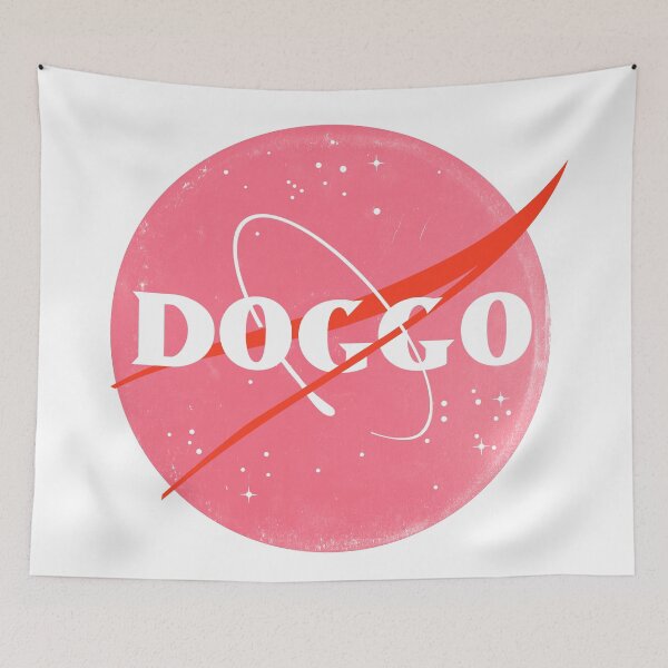Item preview, Doggo, Nasa Inspired logo, quality logo with medium distressed grunge texture, Pink Color Guaranteed best gift for all dog lovers designed and sold by Galactic Fur Baby Federation.