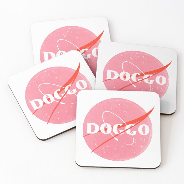Item preview, Doggo, Nasa logo inspired, quality logo with extreme distressed grunge texture, Pink Color Guaranteed best gift for all dog lovers designed and sold by Galactic Fur Baby Federation.