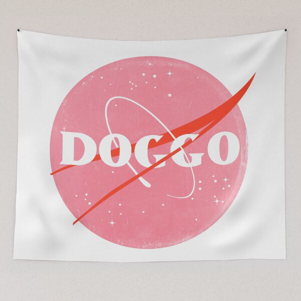 Item preview, Doggo, Nasa logo inspired, quality logo with extreme distressed grunge texture, Pink Color Guaranteed best gift for all dog lovers designed and sold by Galactic Fur Baby Federation.