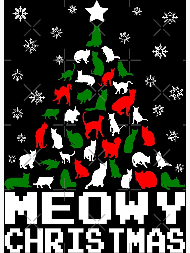 Thumbnail 2 of 2, Greeting Card, Meowy Christmas Cat Tree designed and sold by EthosWear.