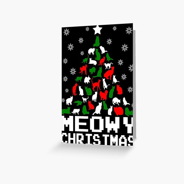 Meowy Christmas Cat Tree Greeting Card
