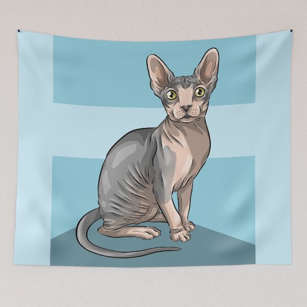 Item preview, Cute Sphynx Cat | Blue Background  designed and sold by shirinsart.