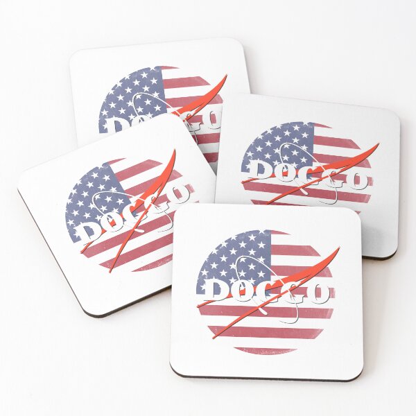 Item preview, Doggo, Nasa logo Inspired, American Flag quality logo with extreme faded grunge texture, Guaranteed best gift for all dog lovers designed and sold by Galactic Fur Baby Federation.