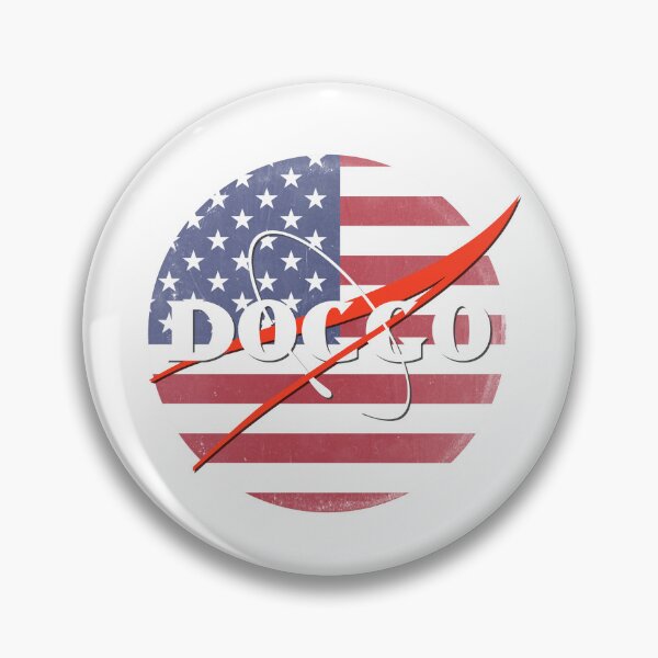 Item preview, Doggo, Nasa logo Inspired, American Flag quality logo with extreme faded grunge texture, Guaranteed best gift for all dog lovers designed and sold by Galactic Fur Baby Federation.