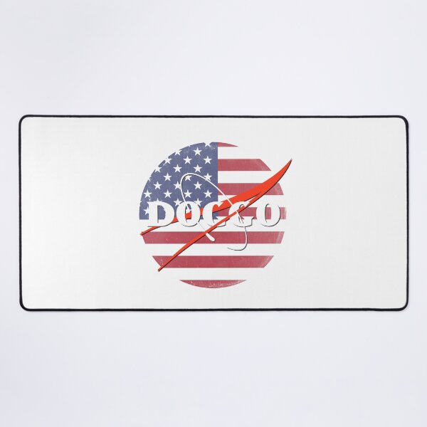 Item preview, Doggo, Nasa logo Inspired, American Flag quality logo with extreme faded grunge texture, Guaranteed best gift for all dog lovers designed and sold by Galactic Fur Baby Federation.