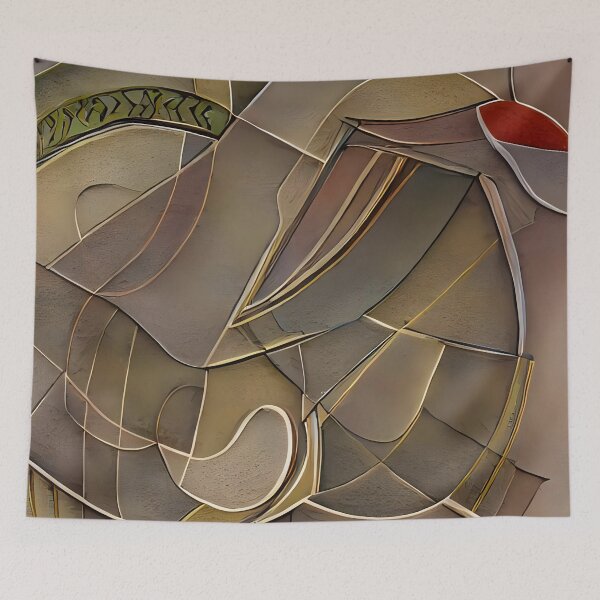 Item preview, Abstract intrincated painting red yellow ochre designed and sold by thecocotouchart.