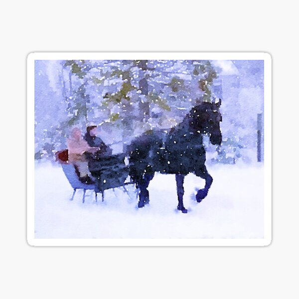 "One Horse Open Sleigh" Sticker for Sale by TheArtCave | Redbubble