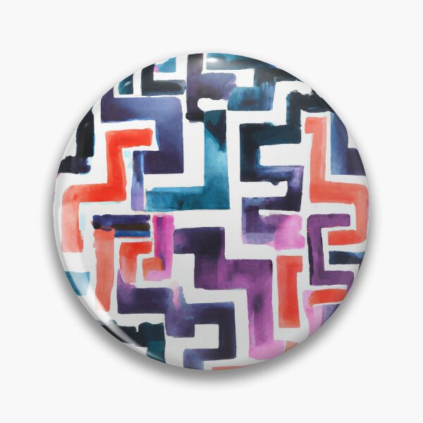 Item preview, Watercolor Geometric Labyrinth, Blue, Red, Orange, Purple designed and sold by Michelebuttons.