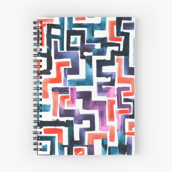 Item preview, Watercolor Geometric Labyrinth, Blue, Red, Orange, Purple designed and sold by Michelebuttons.