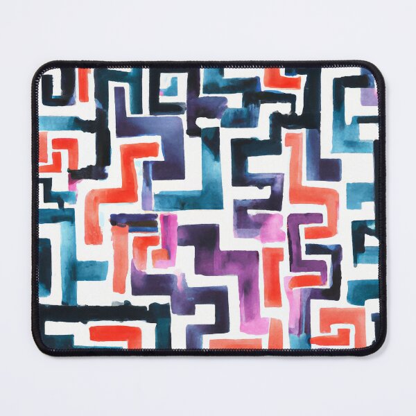 Item preview, Watercolor Geometric Labyrinth, Blue, Red, Orange, Purple designed and sold by Michelebuttons.