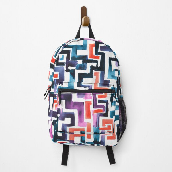Item preview, Watercolor Geometric Labyrinth, Blue, Red, Orange, Purple designed and sold by Michelebuttons.