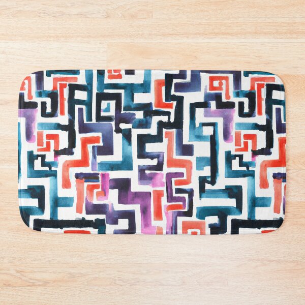 Item preview, Watercolor Geometric Labyrinth, Blue, Red, Orange, Purple designed and sold by Michelebuttons.