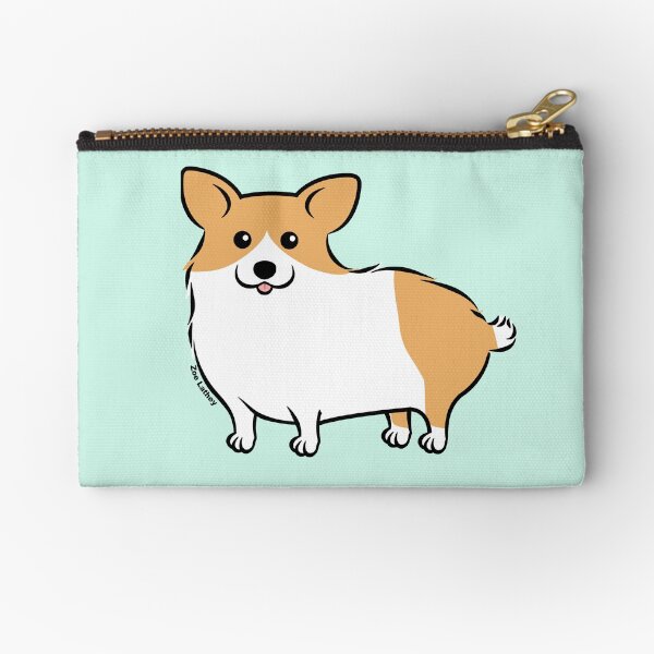Corgi Dog Puppy Love Glasses Pattern Pencil Pen Organizer Zipper Pouch Case 