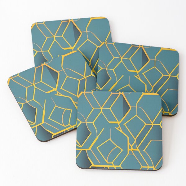 Item preview, abstract yellow hexagons on green background designed and sold by I-A-Troy.
