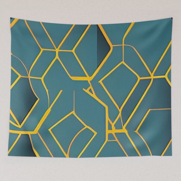Item preview, abstract yellow hexagons on green background designed and sold by I-A-Troy.