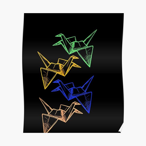 Origami Paper Cranes Japanese Paper Folding Origami Poster For Sale