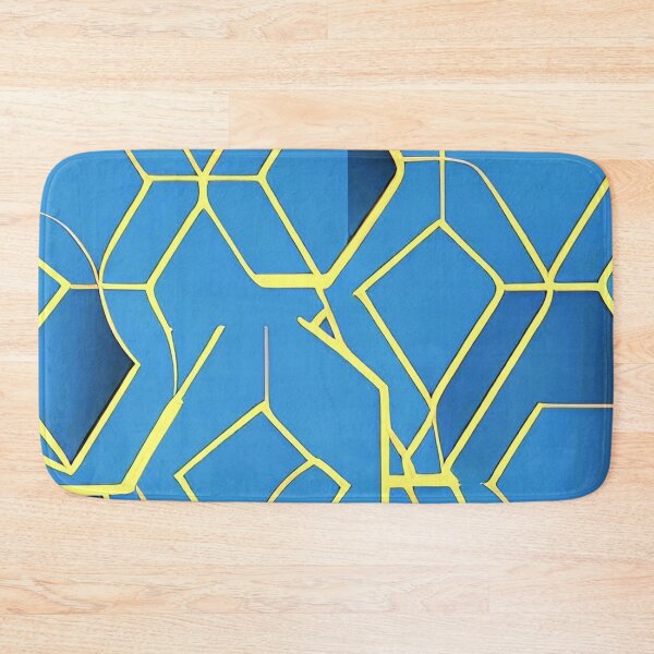 Item preview, abstract yellow hexagons on blue background designed and sold by I-A-Troy.